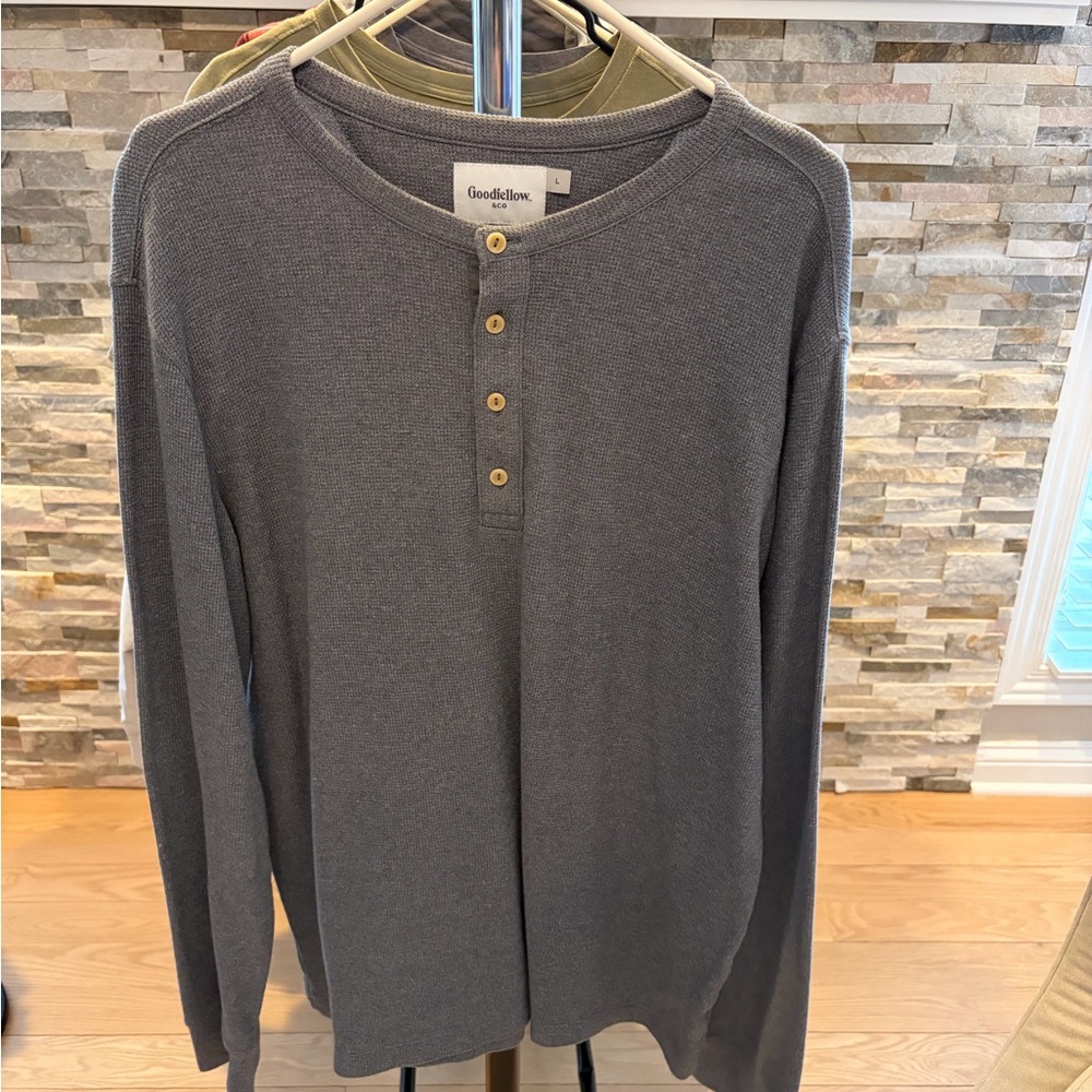 Goodfellow & Co Men's Charcoal Long Sleeve Henley